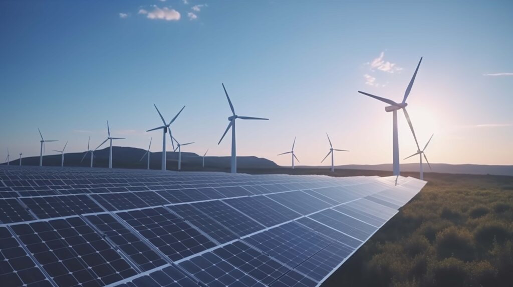 wind turbines and solar panels